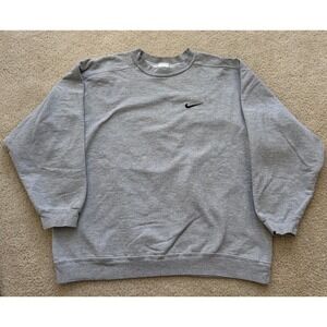 Vintage Nike Crewneck Sweatshirt Mens L Gray Embroidered Swoosh 90s MadeinUSA